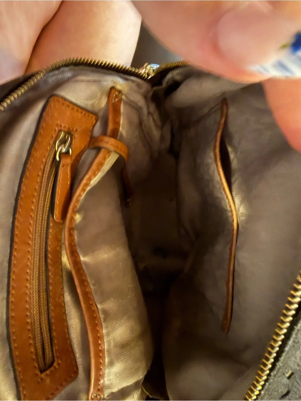 Michael Kors Brown Leather Shoulder Bag with Gold Hardware